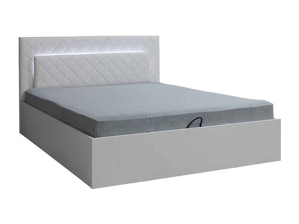 Lit coffre PANAREA – 2 places 160x200 cm avec sommier – Blanc alpin