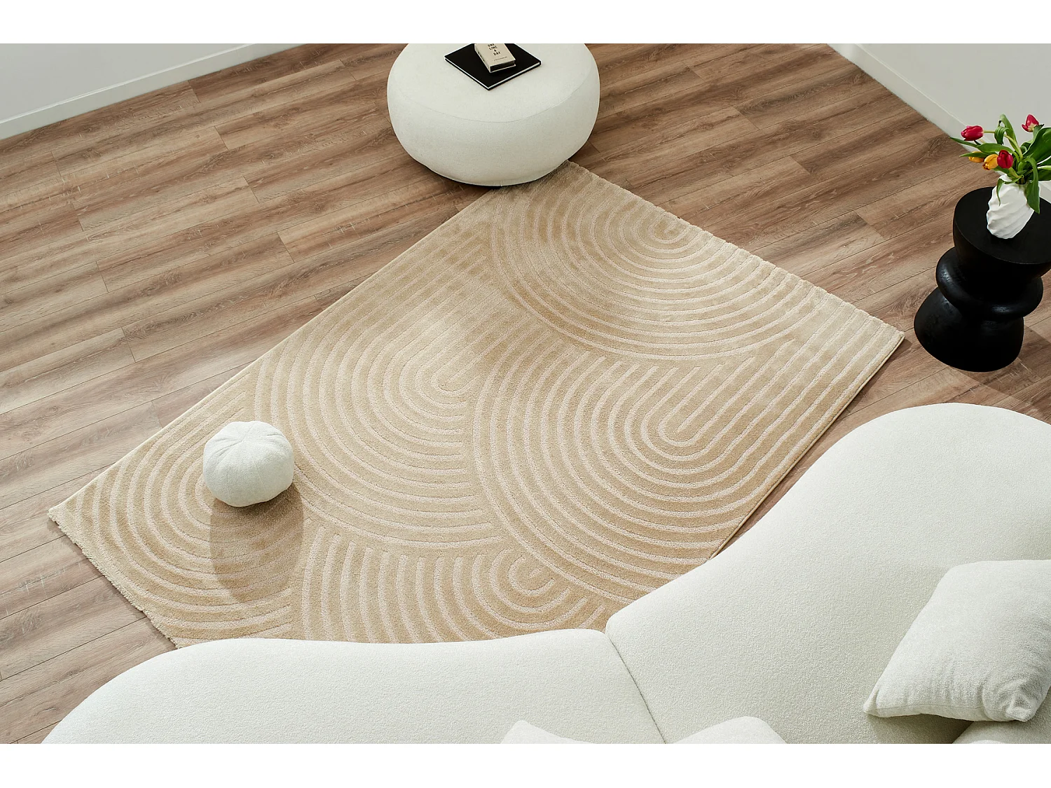 Tapis de salon - Beige - Graphique - Bianca - 120x160 cm