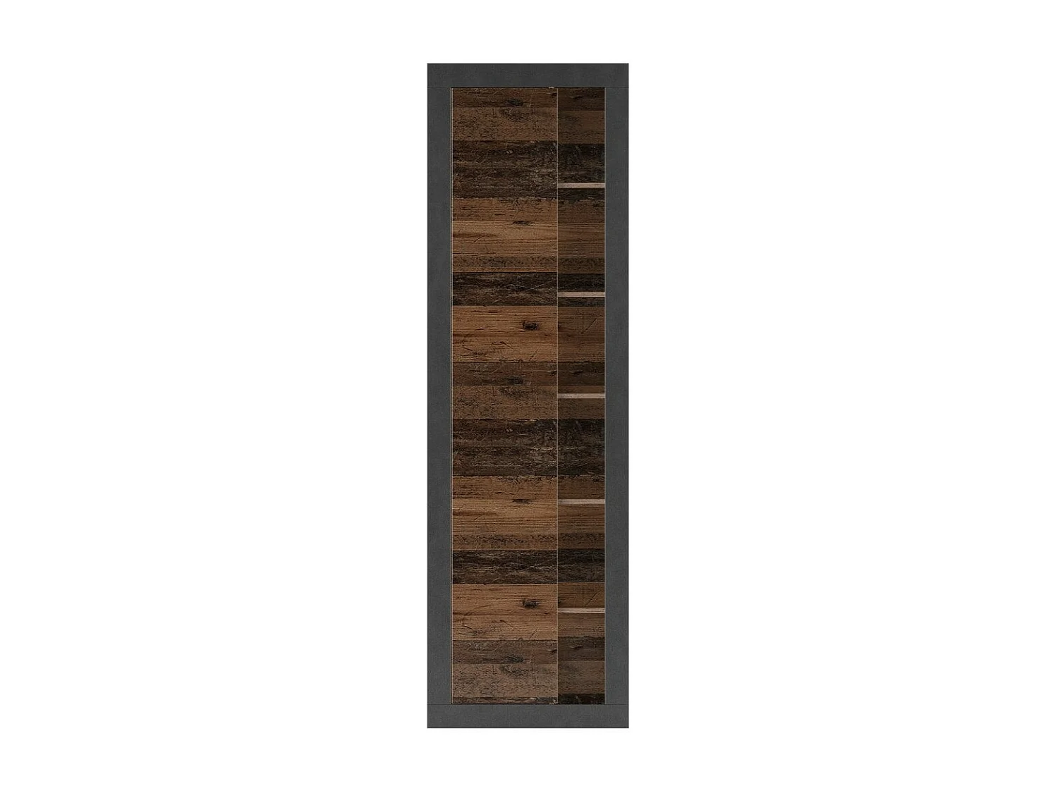 Bibliothèque ONYXIA, coloris chêne foncé et noir mat, 59.2 x 195.6 x 41.8 cm