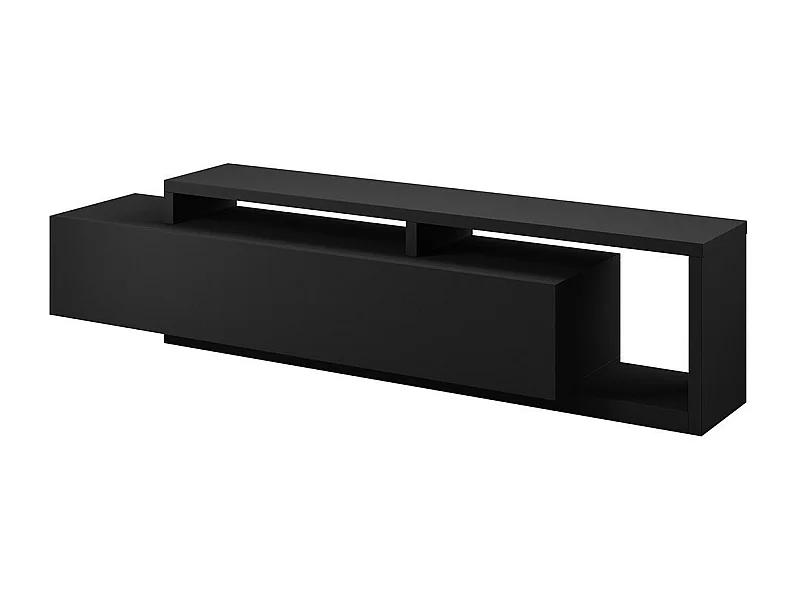 Móvel para TV de 220cm da coleção BERGAME. Cor preto super fosco.