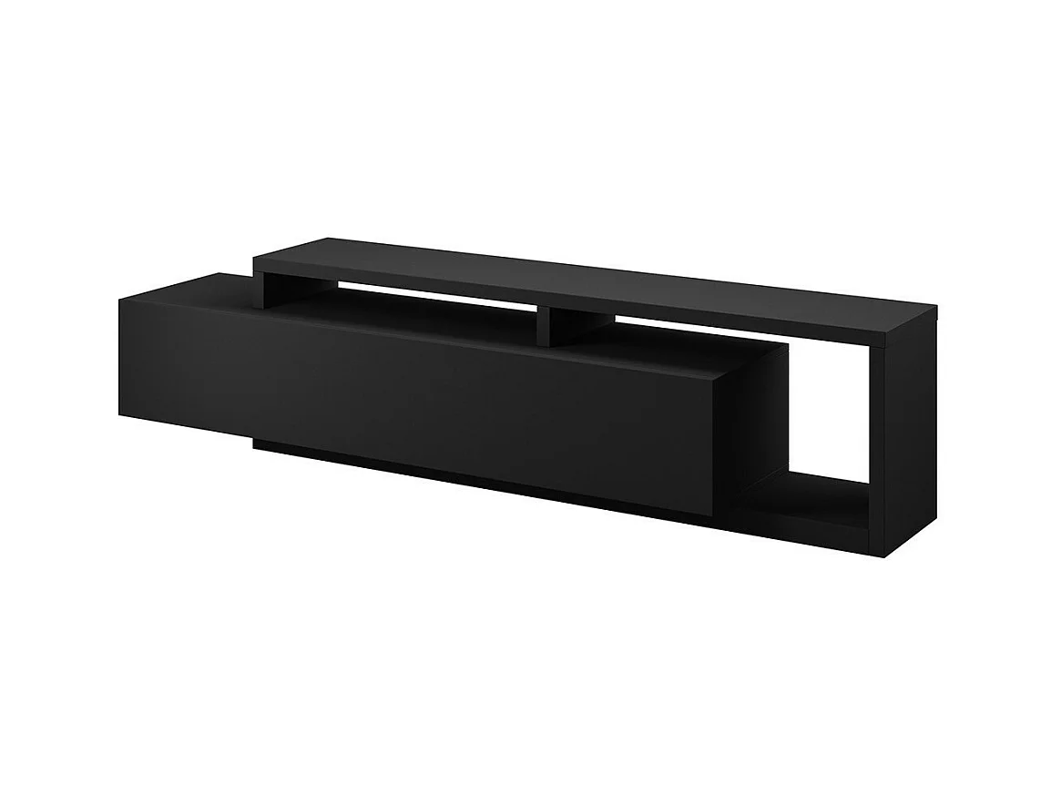 Móvel para TV de 220cm da coleção BERGAME. Cor preto super fosco.
