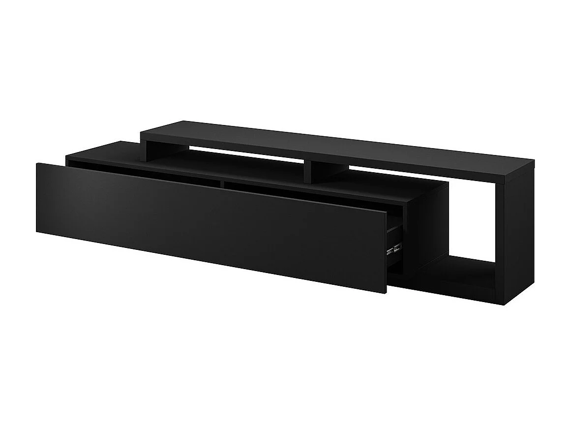 Meuble TV 220cm collection BERGAME. Coloris noir super mat.
