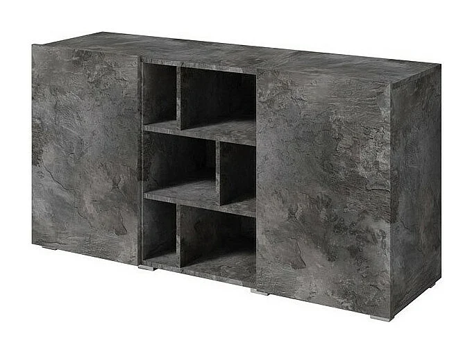 Buffet NARVA 130 cm Schieferoptik - 2 Türen und 6 Fächer - 132,4 x 68,1 x 39,5 cm