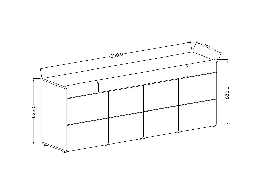 Buffet 200cm coleção OHIO. Cores cinza antracite e carvalho.