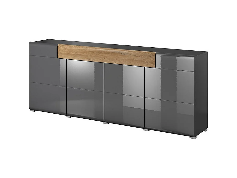 Buffet 200cm collection OHIO. Coloris gris anthracite et chêne.