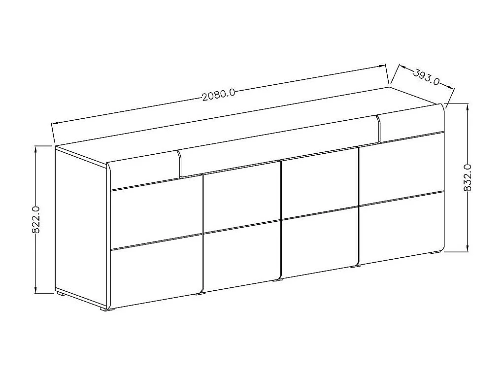 Buffet de 200cm colección OHIO. Color gris antracita y roble.