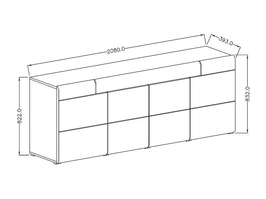 Buffet de 200cm colección OHIO. Color gris antracita y roble.