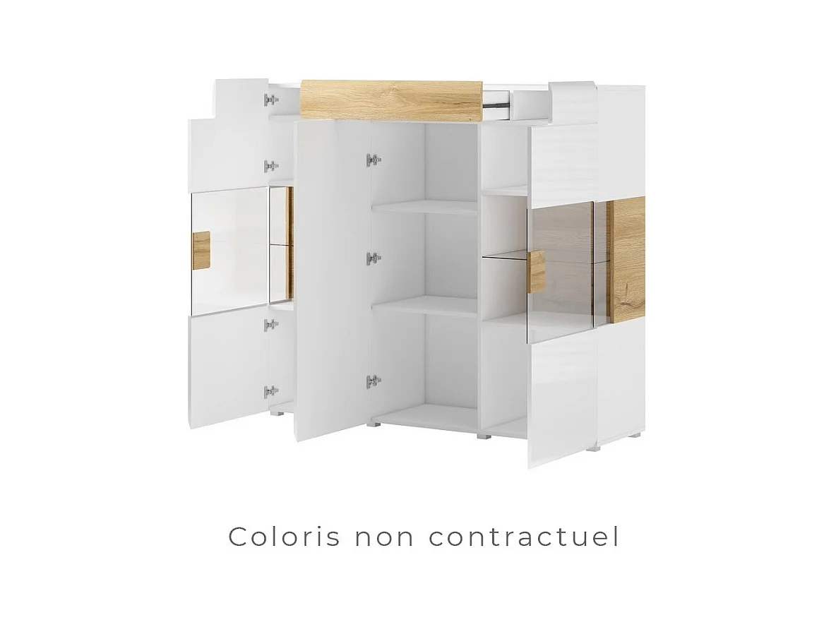 XL150cm Buffet aus der OHIO Kollektion. Integrierte LED-Beleuchtung. Farben Anthrazitgrau und Eiche.