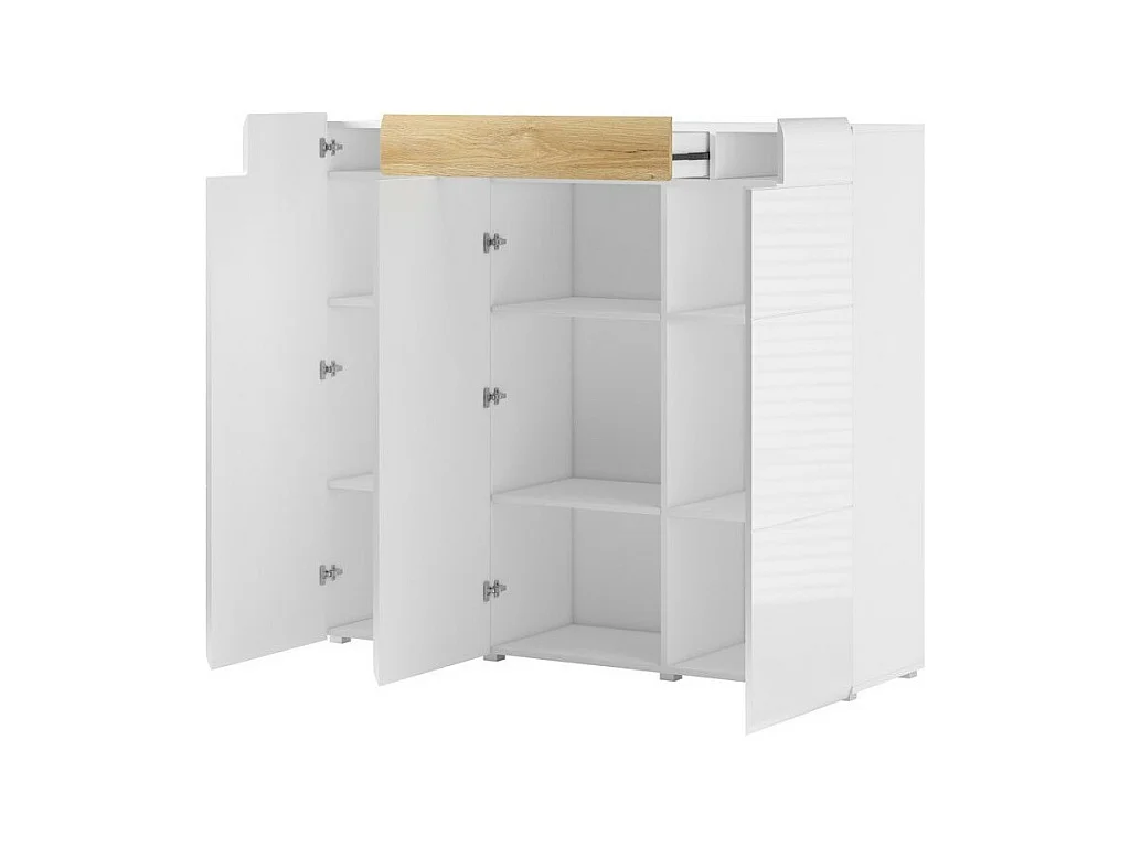 Buffet grande modelo coleção OHIO. Cor branca e efeito carvalho. Estilo design.