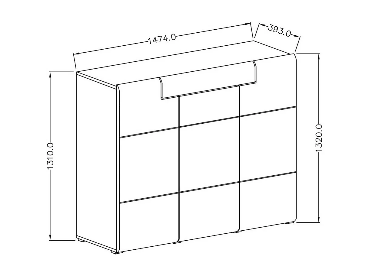 Buffet grand modèle collection OHIO. Coloris blanc et effet chêne. Style design