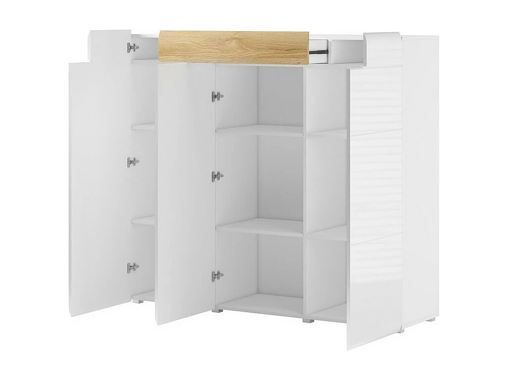 Buffet grand modèle collection OHIO. Coloris blanc et effet chêne. Style design