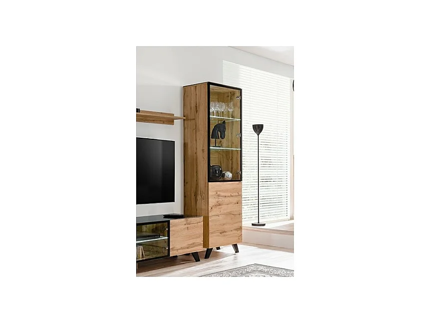 Schaufenster TINO + LED, skandinavisches Design, Dekomöbel für Wohnzimmer, kleines Modell