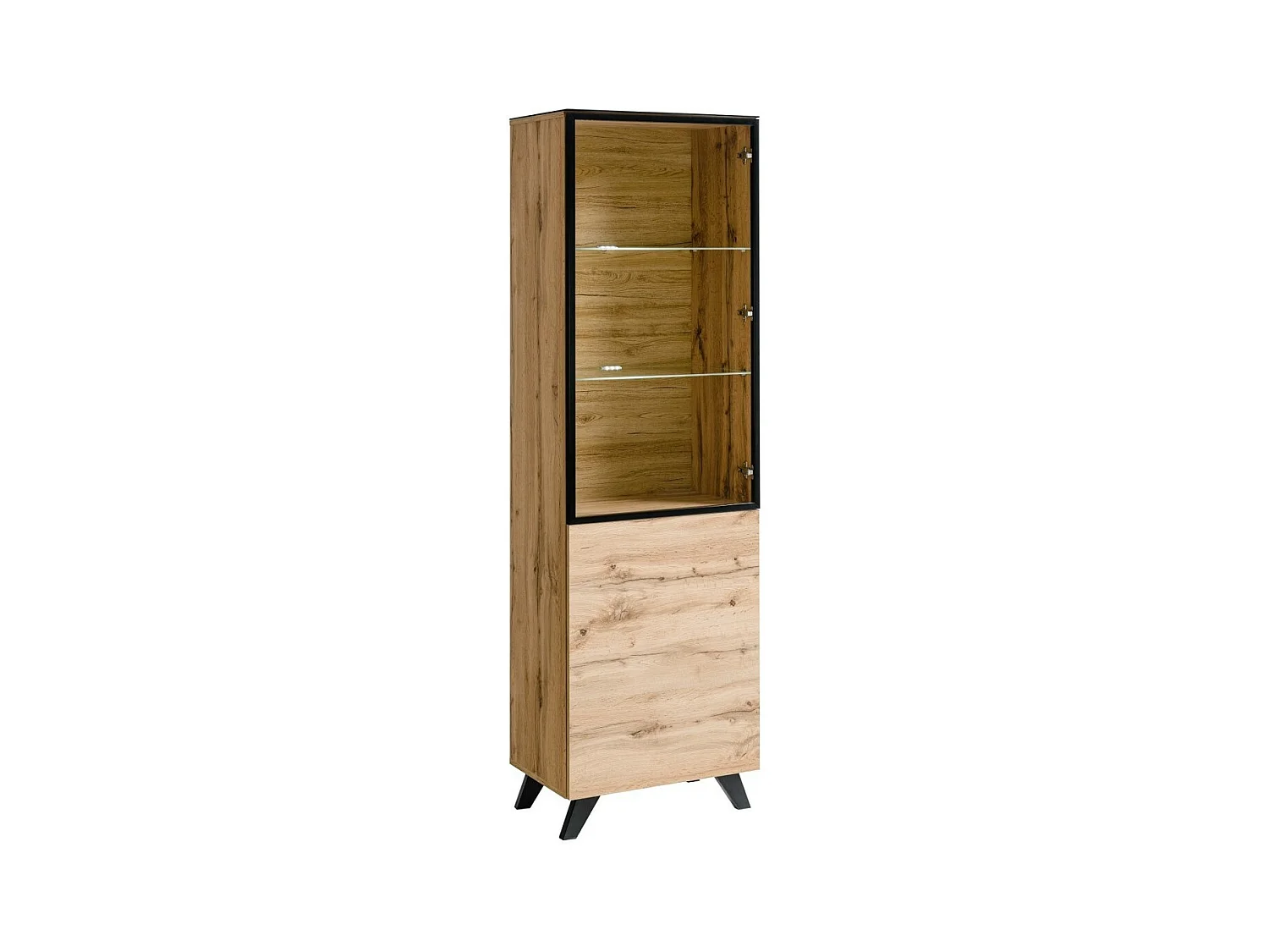 Vitrine TINO + LED, design scandinave, meuble déco pour salon, petit modèle