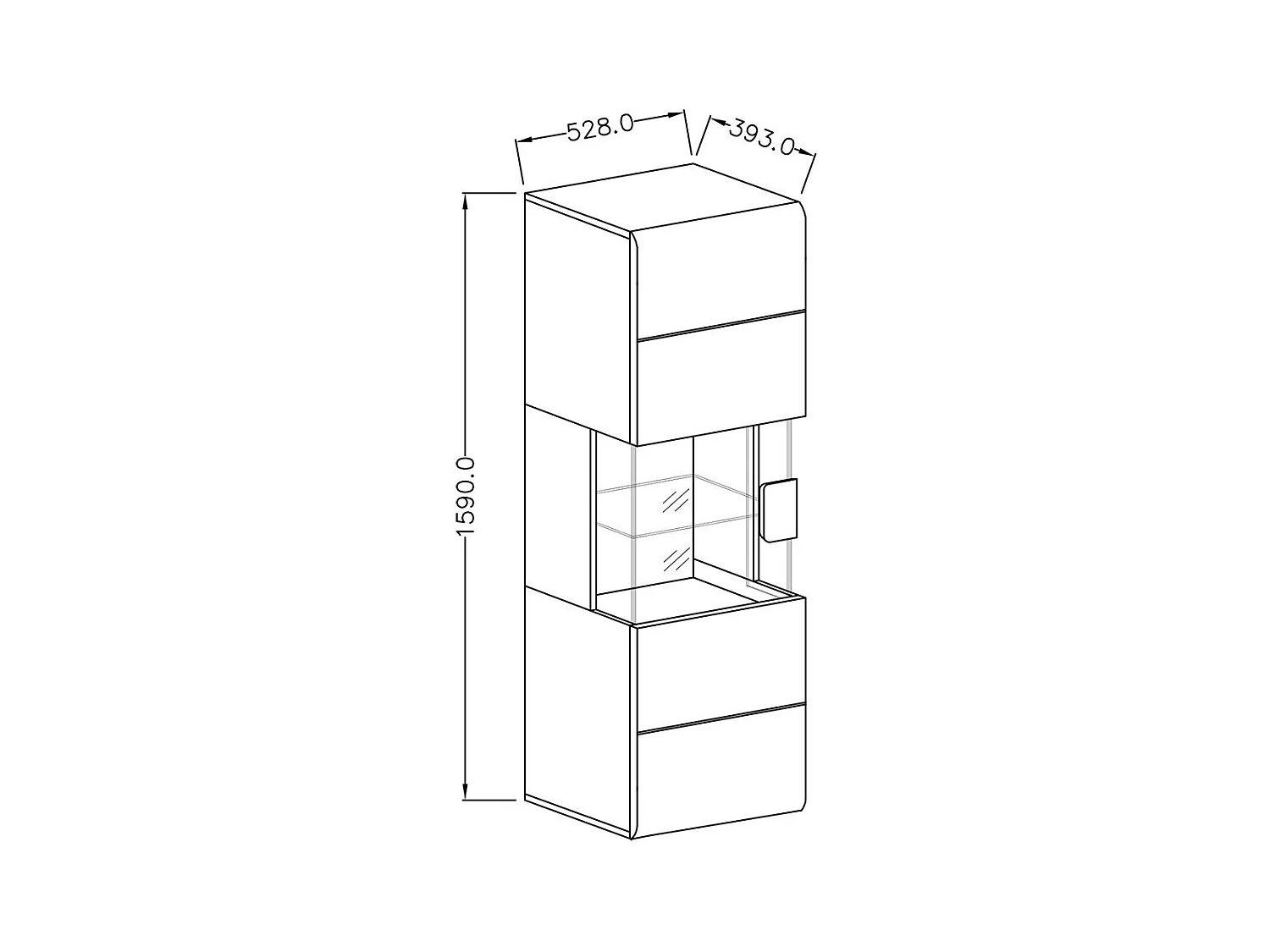 Vitrine suspendue + LED collection OHIO coloris blanc et finitions chêne.