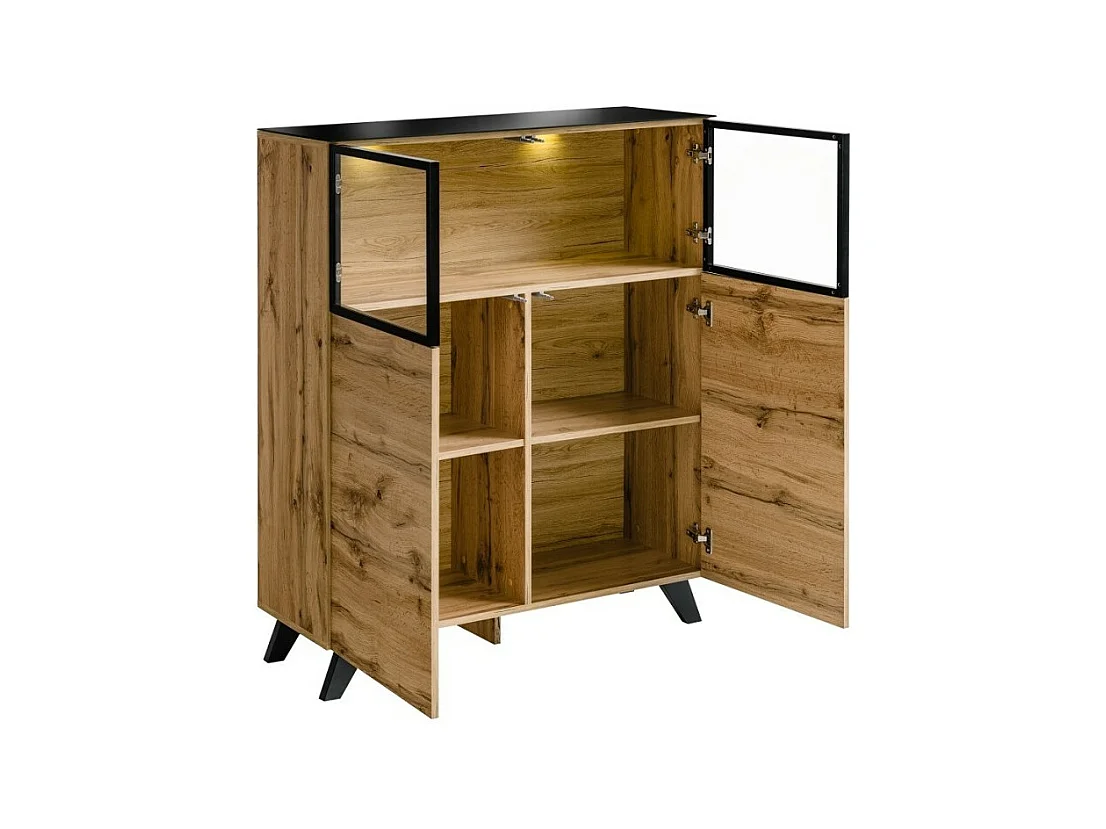 Lage vitrinekast TINO + LED. Scandinavisch design decoratief meubel voor uw woonkamer.