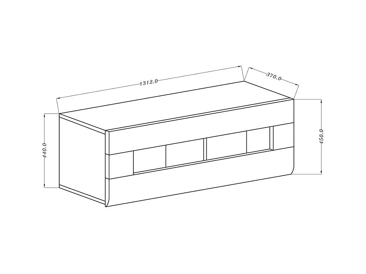 Vitrine suspensa horizontal coleção OHIO na cor branca e acabamentos em carvalho.