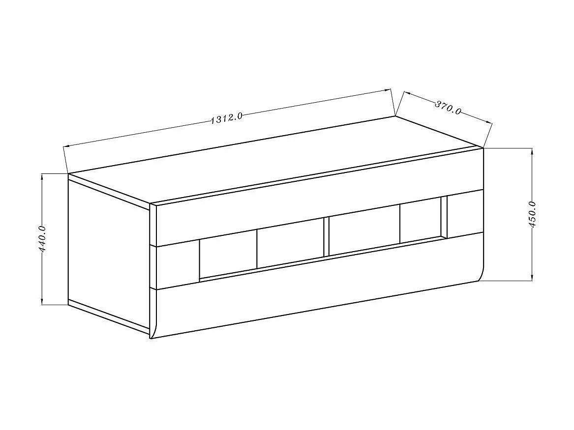 Vitrine suspendue horizontale collection OHIO coloris blanc et finitions chêne.
