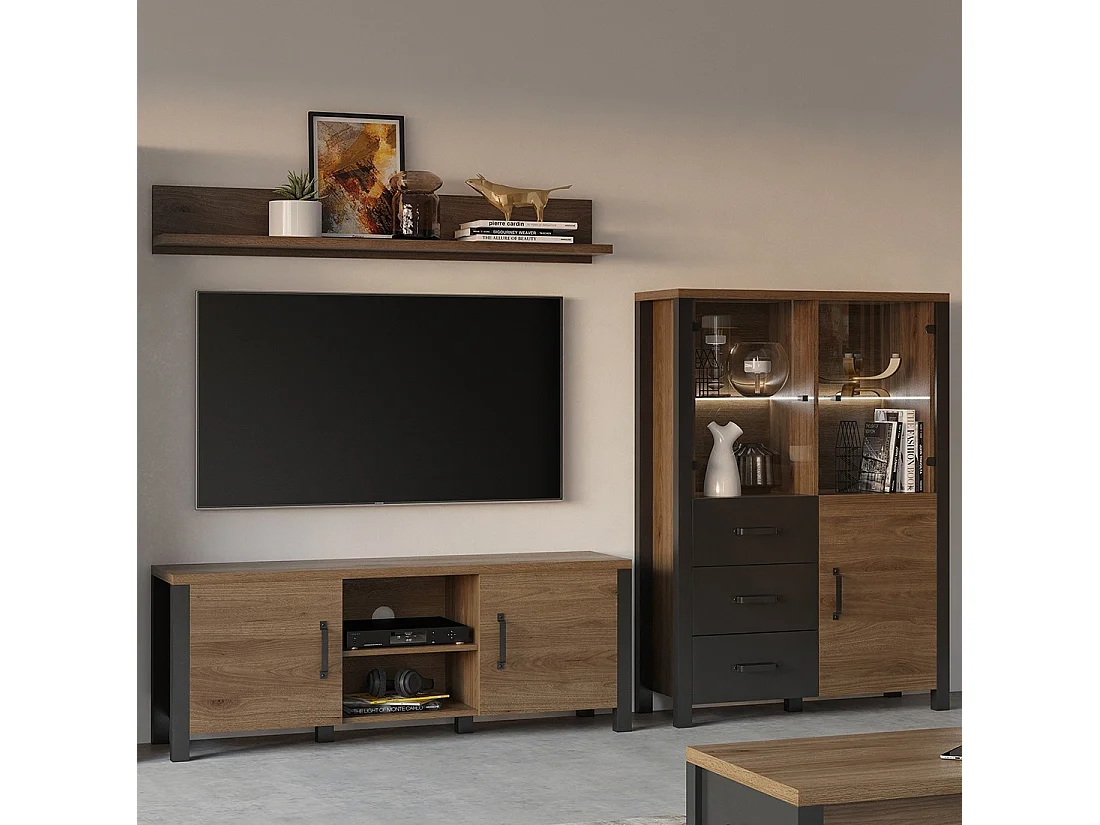 Estantería de diseño 150cm colección DARWIN. Color roble oscuro.