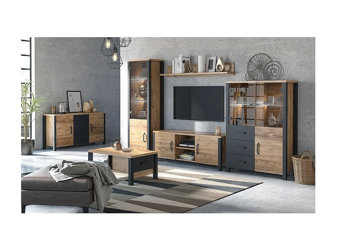 Designregal 150cm Kollektion DARWIN. Fichtenholz-Effekt.