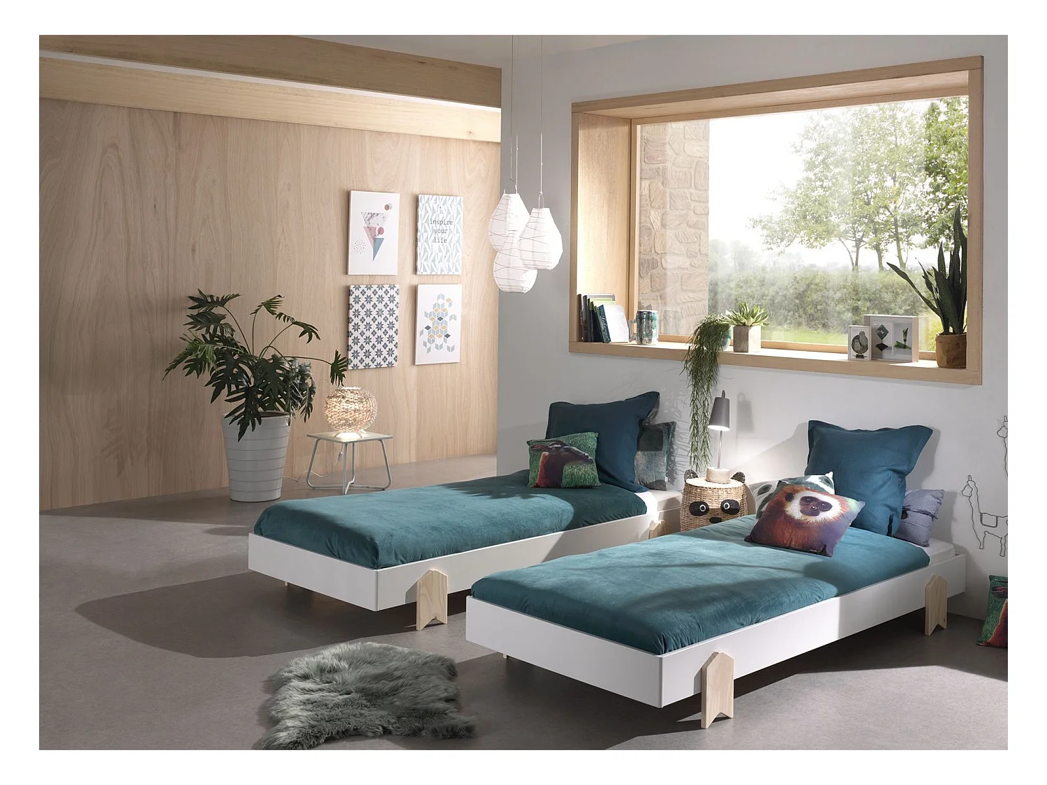 Lit Enfant en Bois "Modulo Arrow II" 90x200cm Blanc