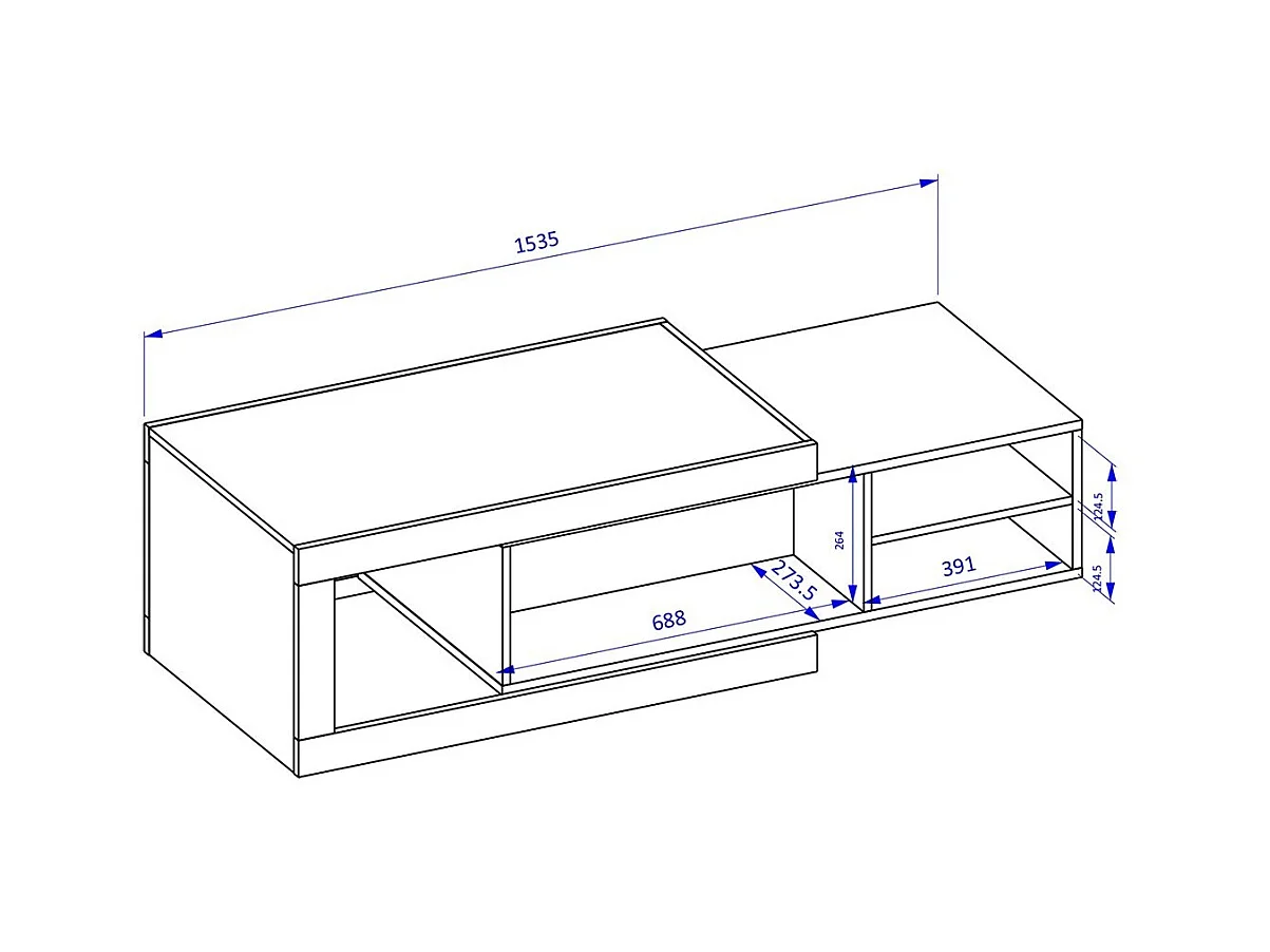 Table basse extensible SINATRA – Chêne foncé et blanc mat