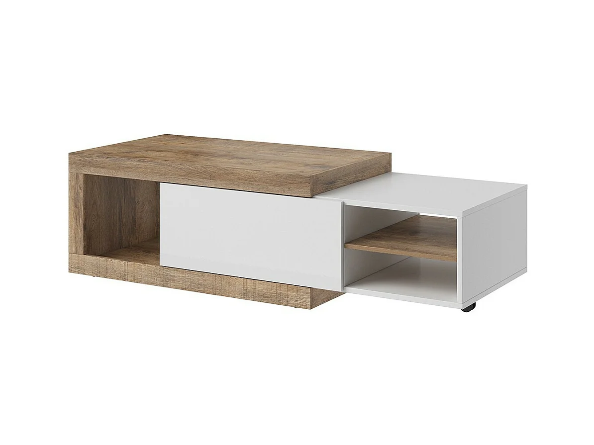 Table basse extensible SINATRA – Chêne foncé et blanc mat