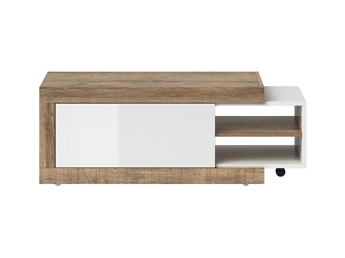 Table basse extensible SINATRA – Chêne foncé et blanc mat