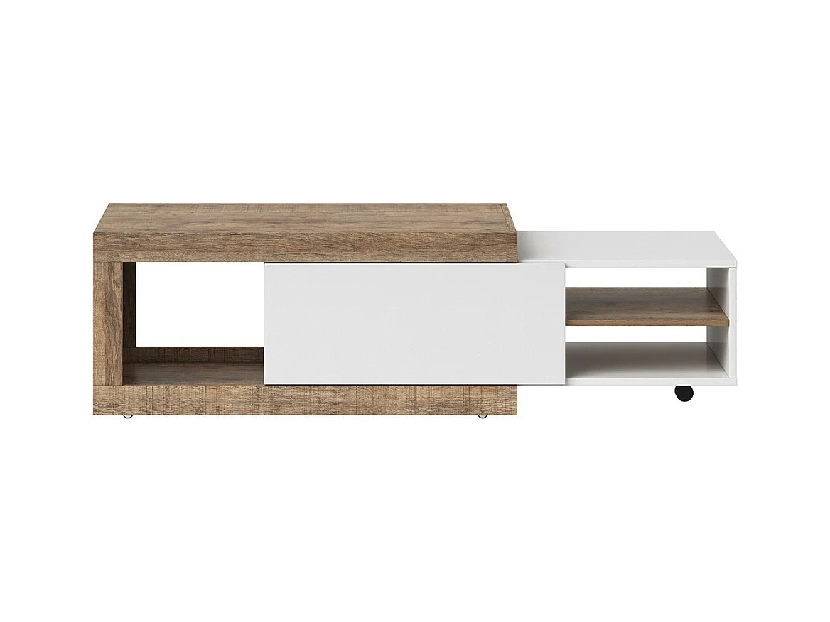 Table basse extensible SINATRA – Chêne foncé et blanc mat