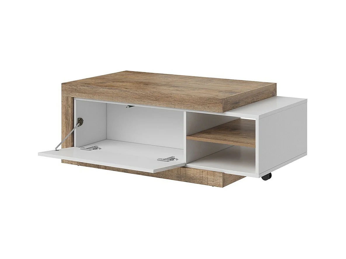 Table basse extensible SINATRA – Chêne foncé et blanc mat