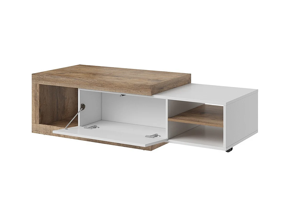 Table basse extensible SINATRA – Chêne foncé et blanc mat