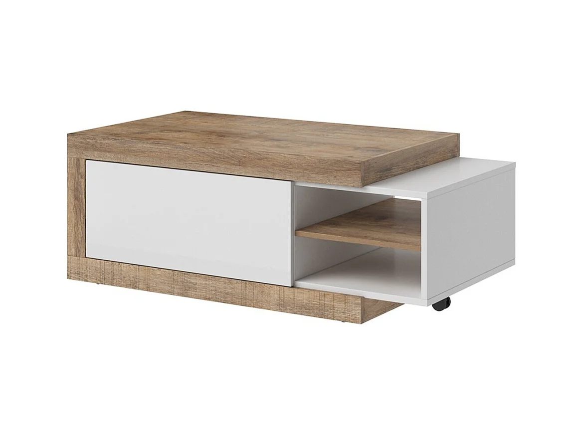 Table basse extensible SINATRA – Chêne foncé et blanc mat