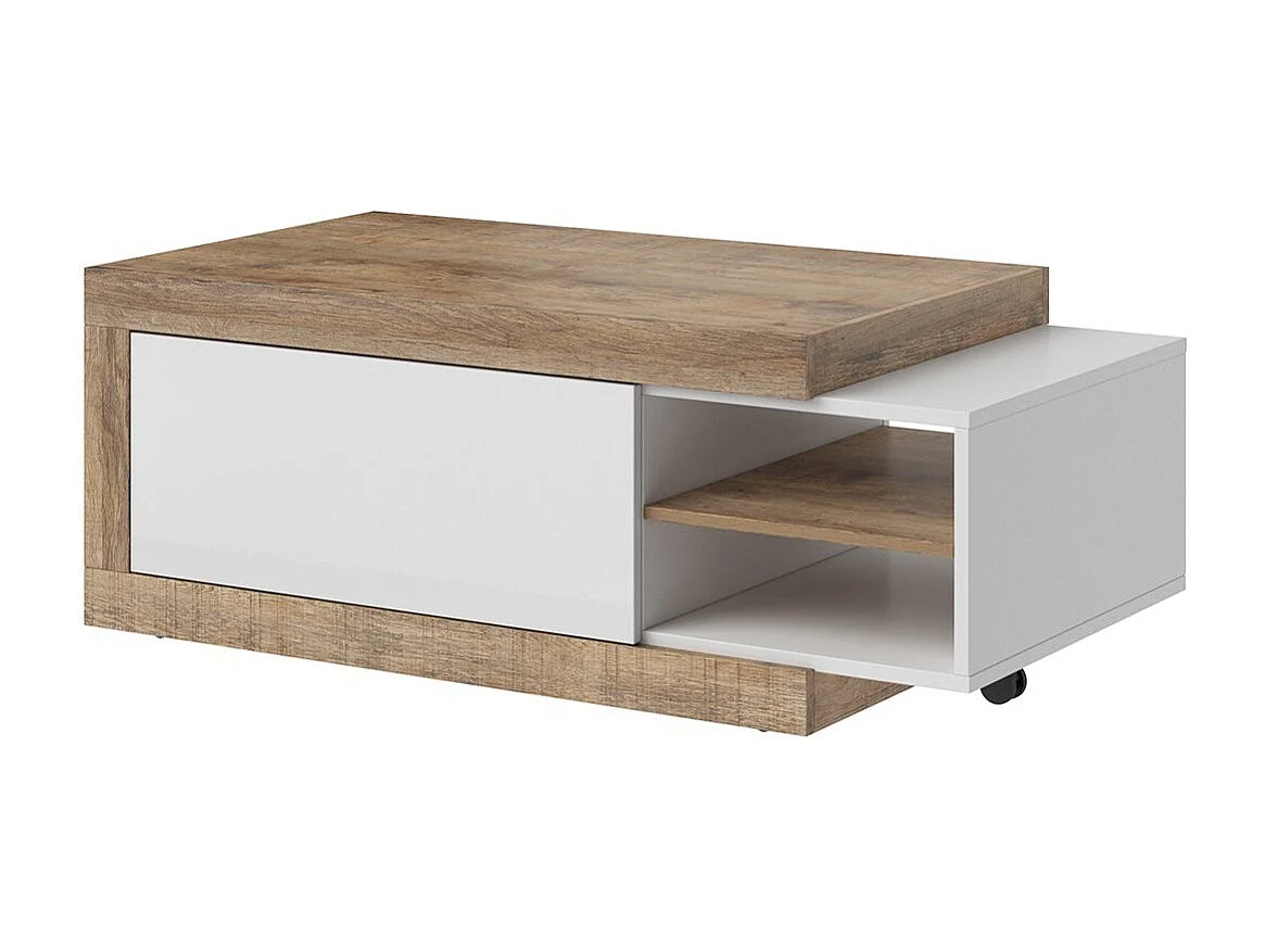 Uitschuifbare salontafel SINATRA - Donker eiken en mat wit