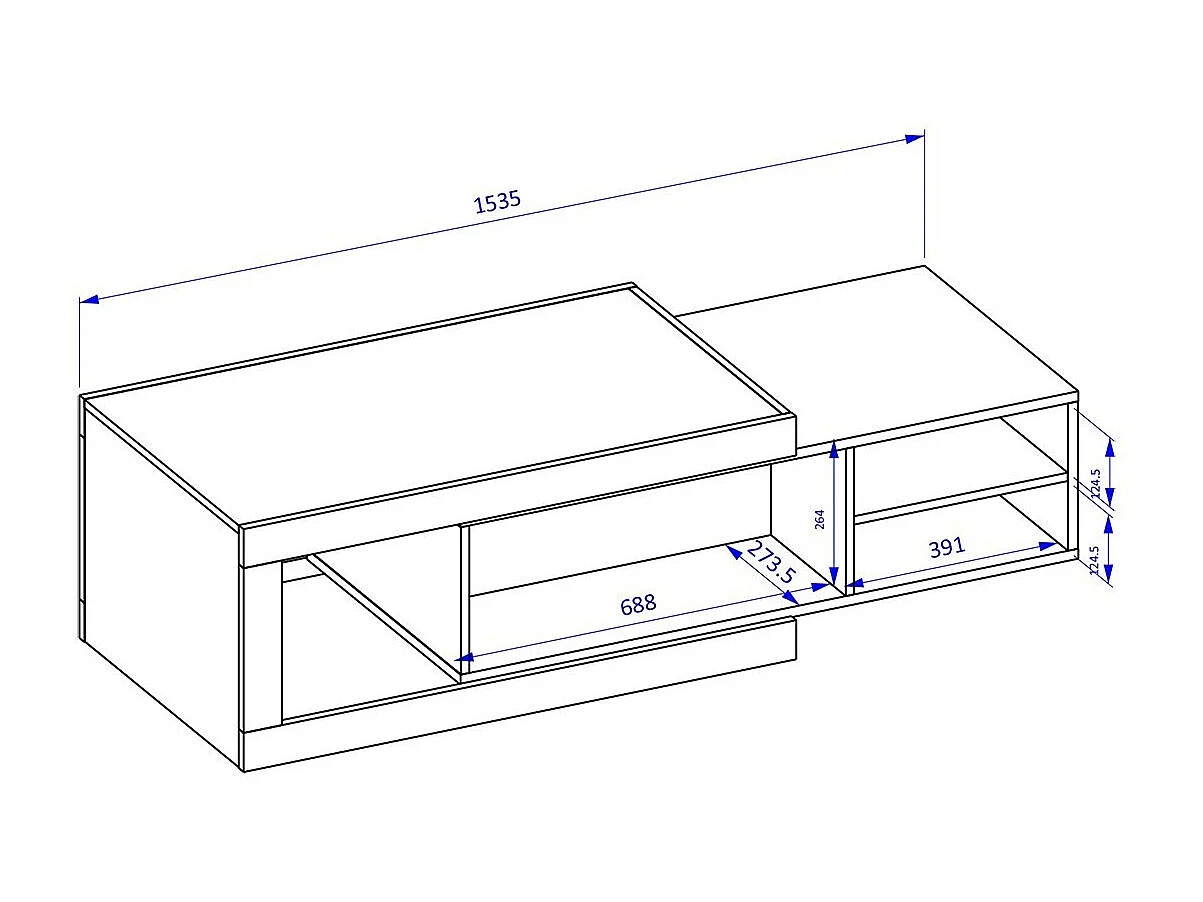 Uitschuifbare salontafel SINATRA - Donker eiken en mat wit