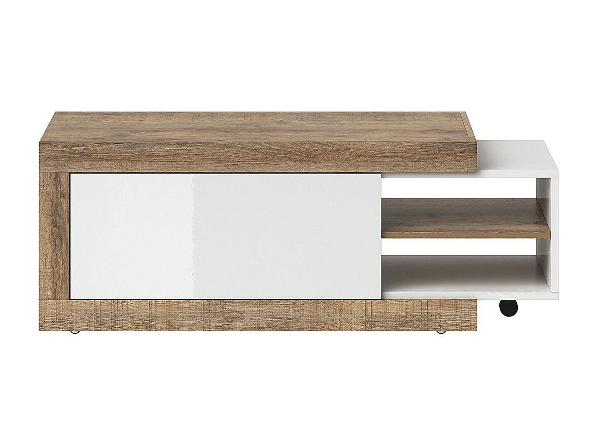 Uitschuifbare salontafel SINATRA - Donker eiken en mat wit