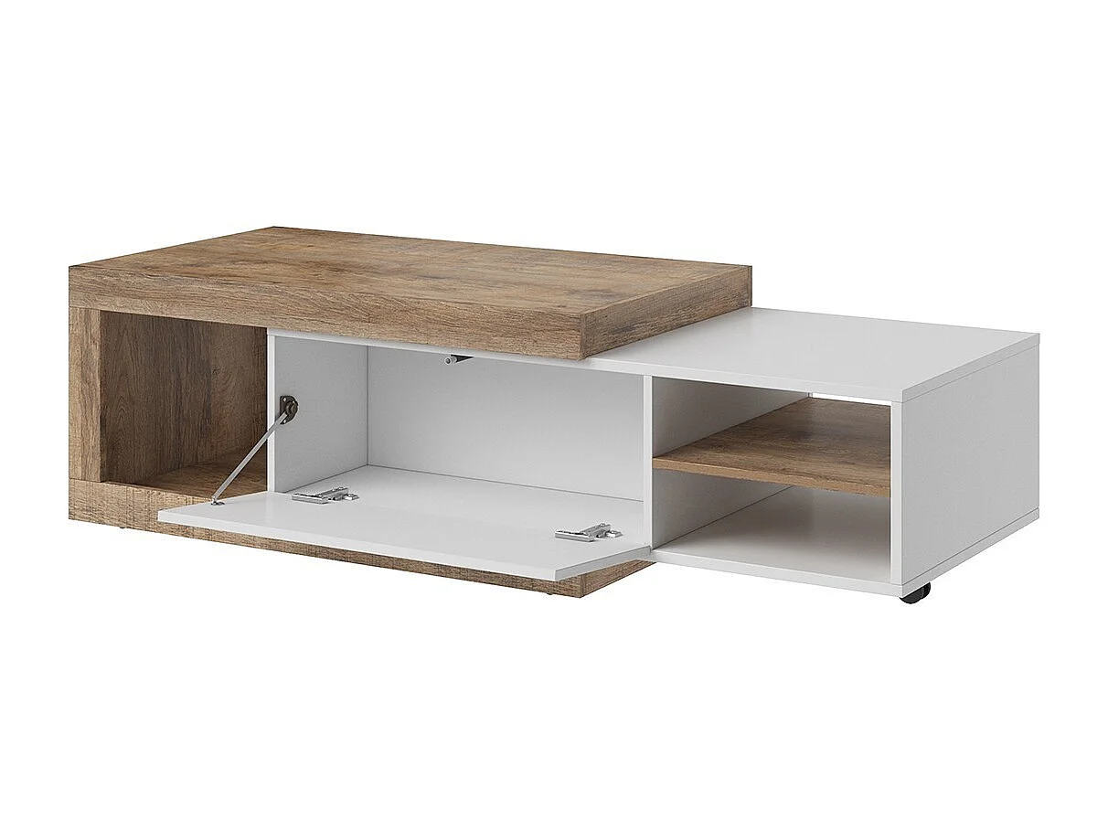 Uitschuifbare salontafel SINATRA - Donker eiken en mat wit