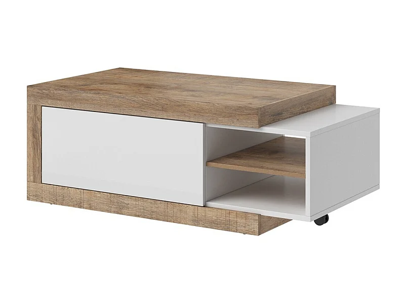 Table basse extensible SINATRA – Chêne foncé et blanc mat