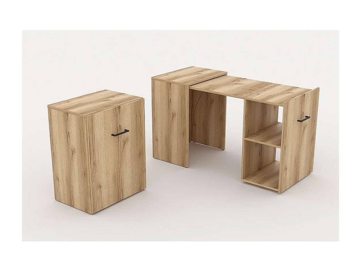 Bureau pliable FLIP – Chêne clair – Compact, design et extensible