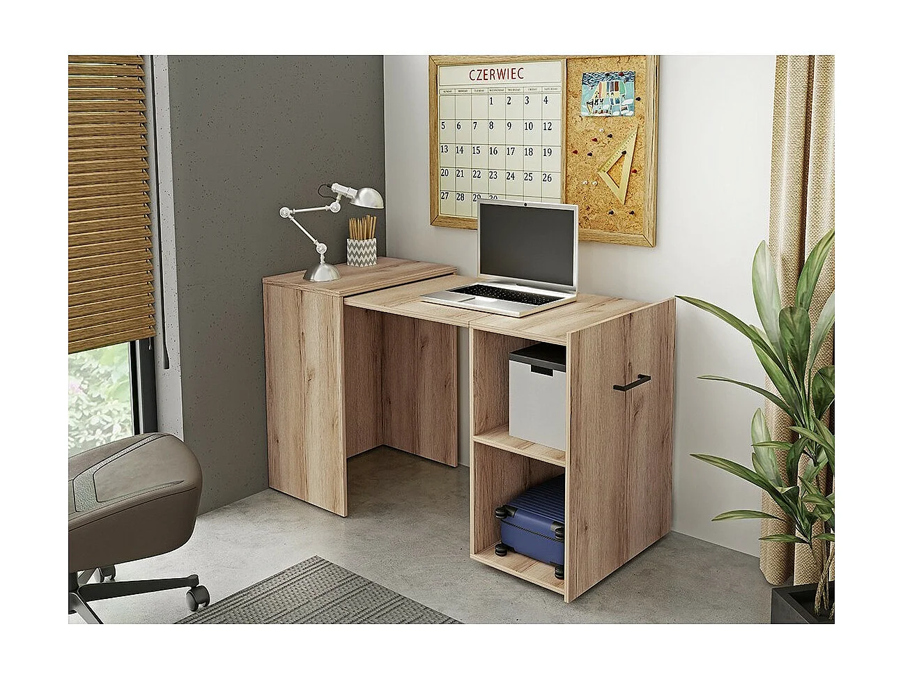 Bureau pliable FLIP – Chêne clair – Compact, design et extensible