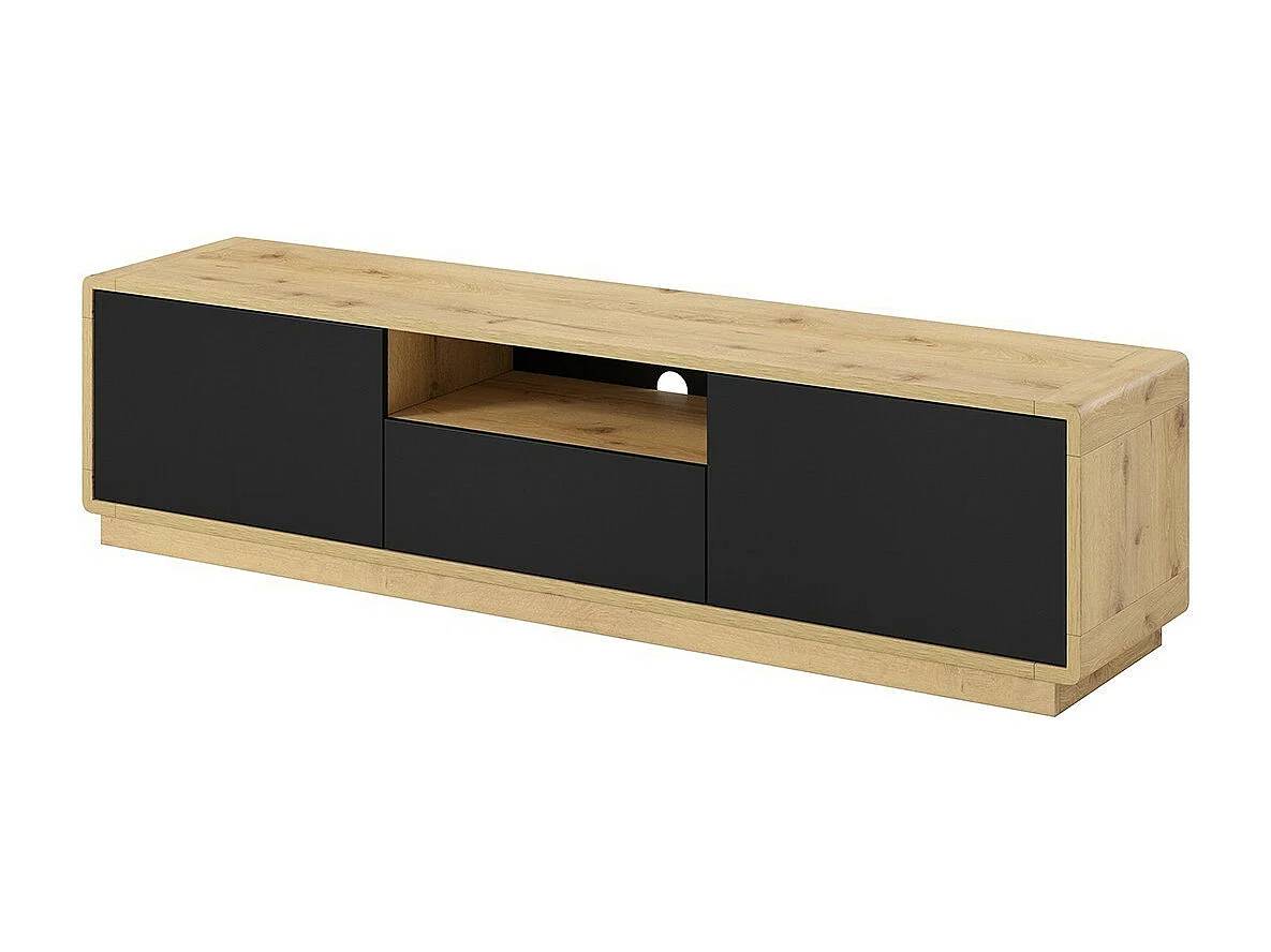 Mueble para TV 180cm colección VILLA. Color roble y negro mate. LED integrado.
