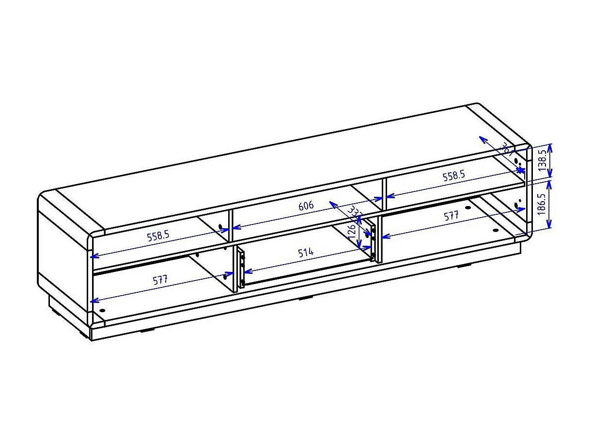 Mueble para TV 180cm colección VILLA. Color roble y negro mate. LED integrado.