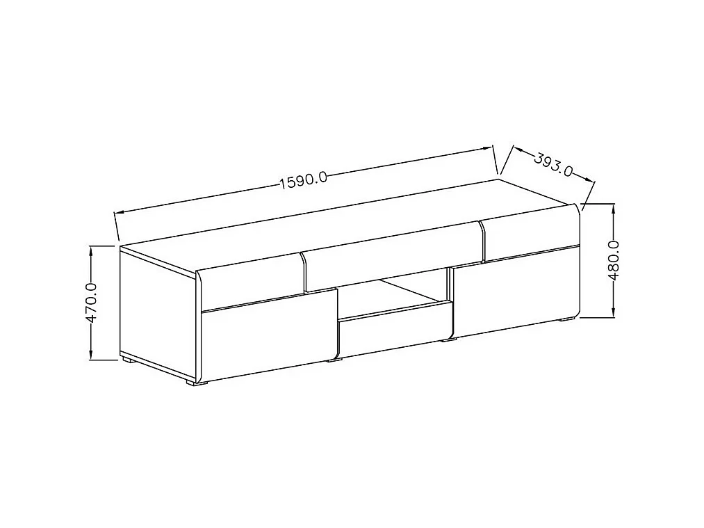 Mueble para TV de 160cm colección OHIO. Iluminación LED integrada. Colores blanco y roble.