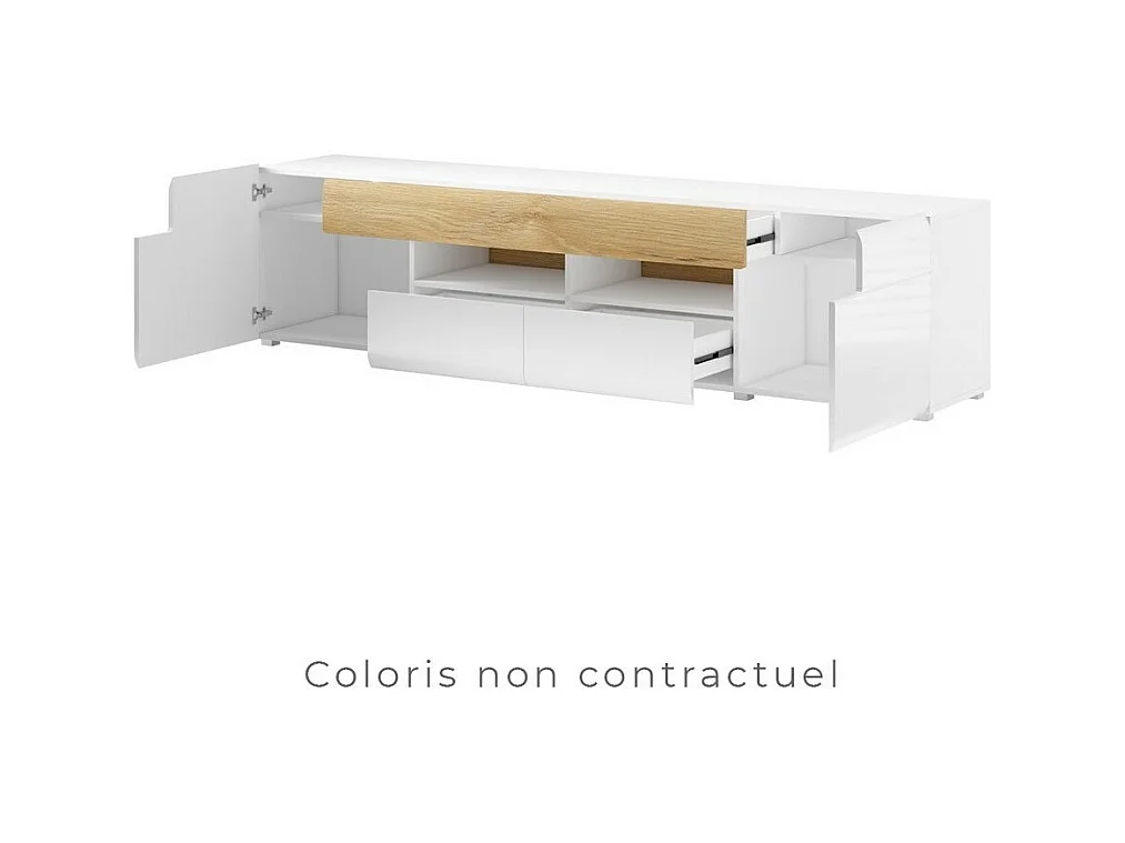 TV-Möbel 210cm aus der Kollektion OHIO mit integrierter LED. Farbe Anthrazitgrau und Eiche.