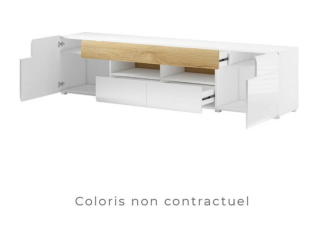 TV-Möbel 210cm aus der Kollektion OHIO mit integrierter LED. Farbe Anthrazitgrau und Eiche.