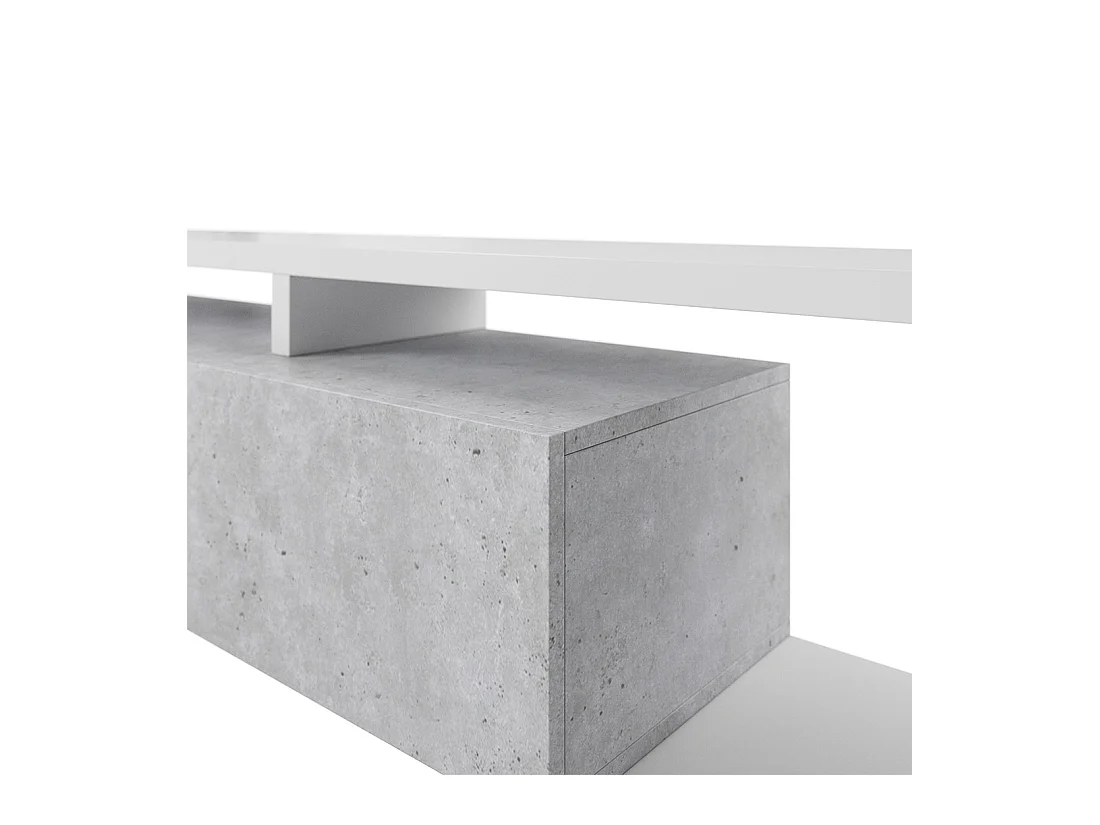 Móvel para TV 220cm coleção BÉRGAMO. Cores branco e cinza concreto.