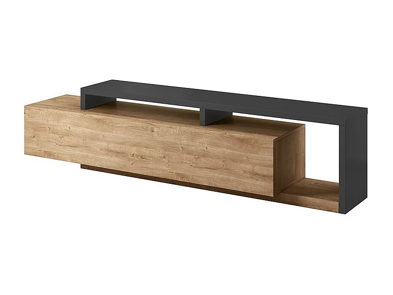 TV-meubel 220cm uit de collectie BERGAME. Kleur: eiken en antracietgrijs.