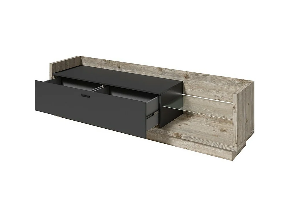 TV-Möbel Kollektion CORK mit LED - Farbe Kiefer und Anthrazitgrau - Maße 220 x 58 x 48 cm