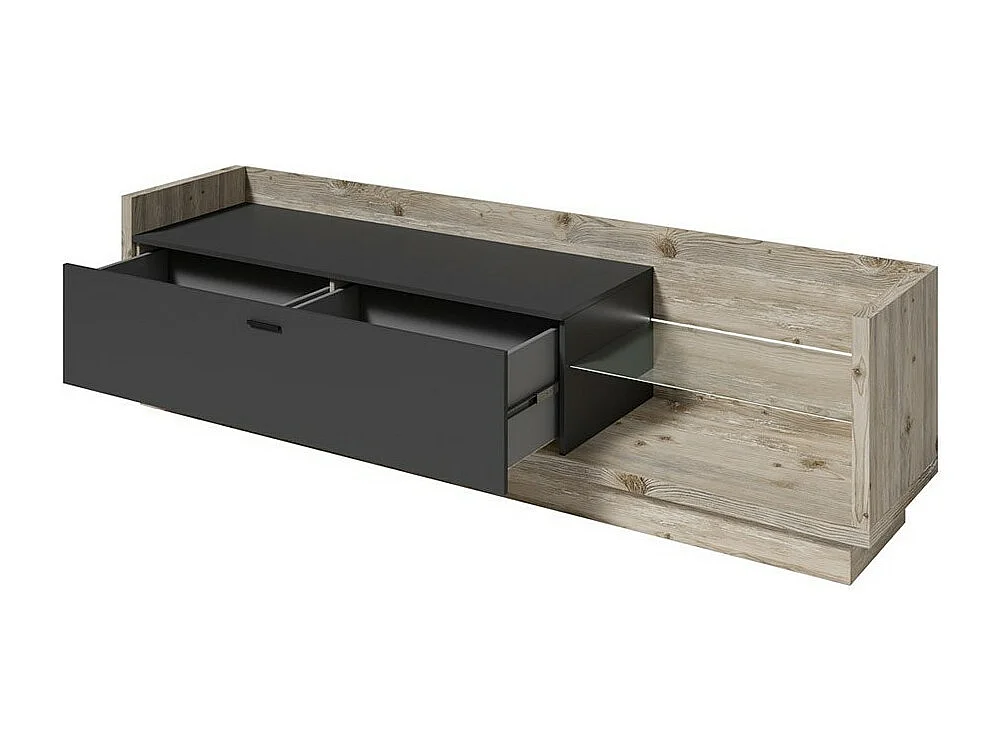 Tv-meubel collectie CORK met LED - Kleur: grenen en antracietgrijs - Afmetingen 220 x 58 x 48 cm