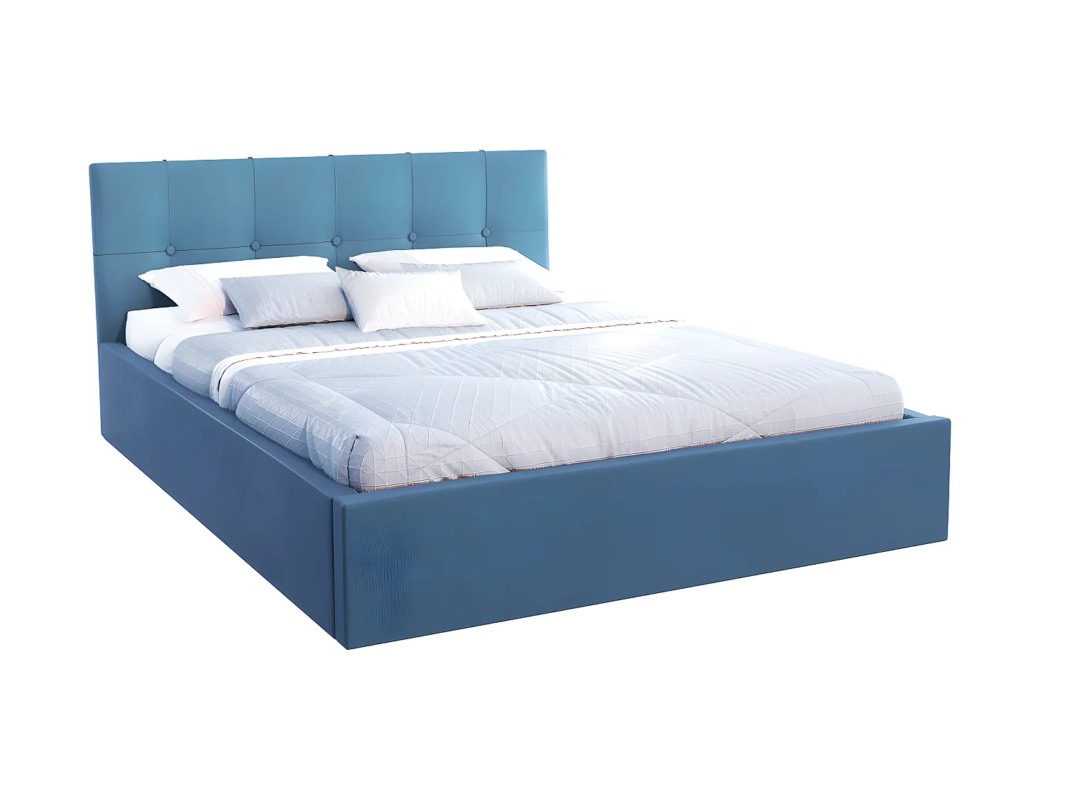 Lit Coffre Rino 140x190 cm - Sommier inclus Azur