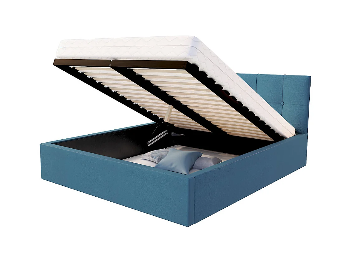 Lit Coffre Rino 160 x 200 cm - Sommier inclus Azur