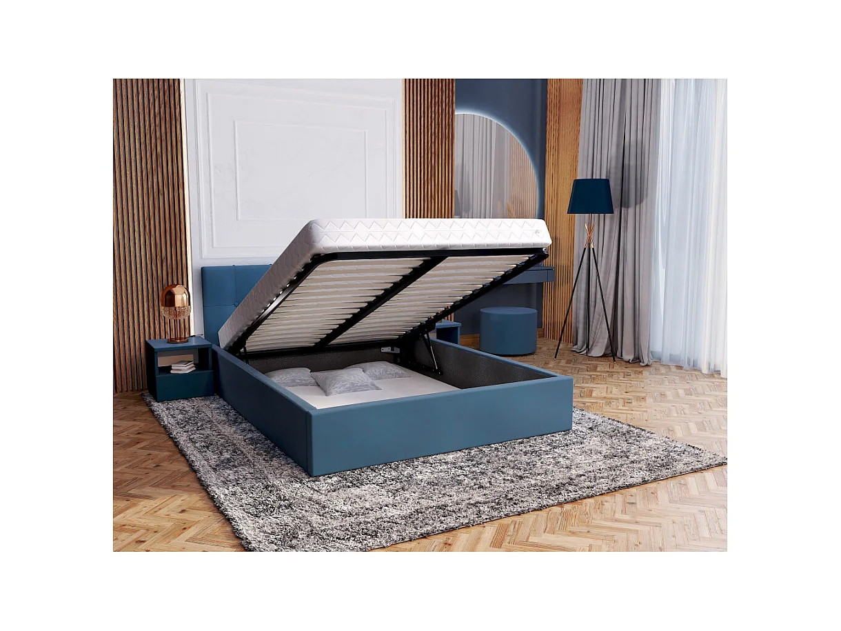 Lit Coffre Rino 160 x 200 cm - Sommier inclus Azur